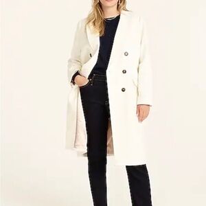 J.Crew Double-Breasted Topcoat in Italian Wool-Cashmere in Ivory Size 12